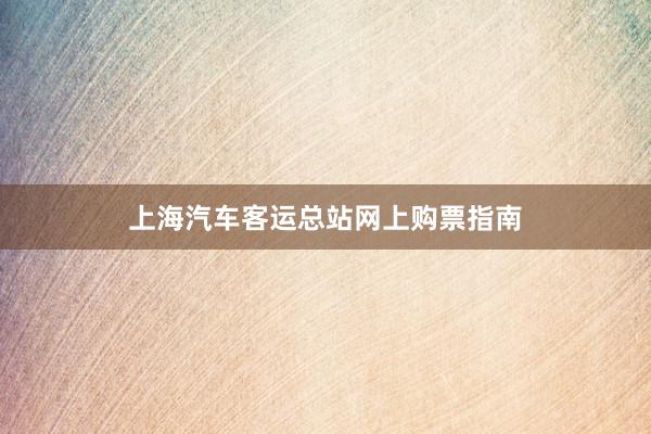 上海汽车客运总站网上购票指南